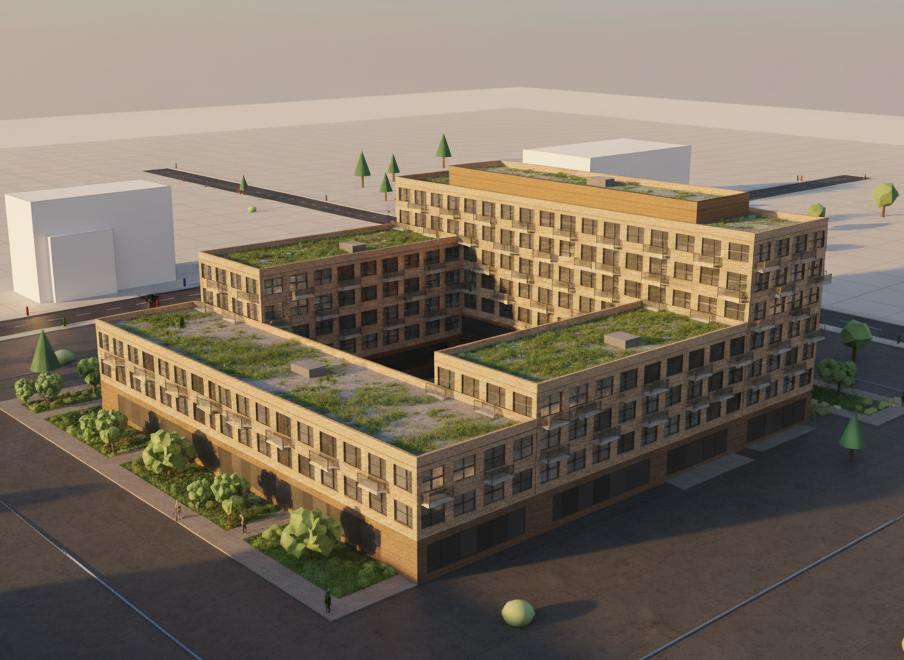 AI-generated photoreal facade render